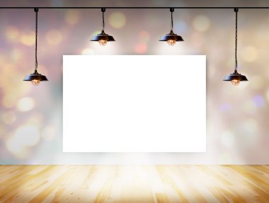 Tavan lambası için bilgi messagev bokeh zemin üzerine boş çerçeve