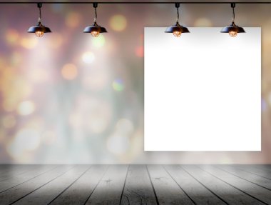 Tavan lambası için bilgi messagev bokeh zemin üzerine boş çerçeve