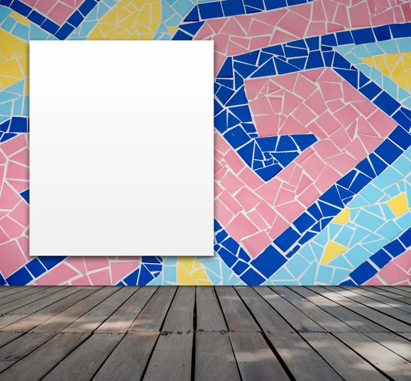 Telaio bianco su piastrelle a mosaico per messaggio informativo — Foto Stock