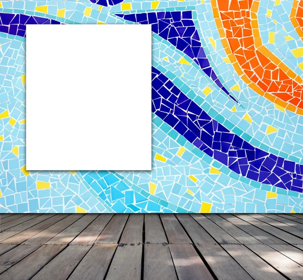 Moldura em branco na telha de mosaico para mensagem de informação — Fotografia de Stock