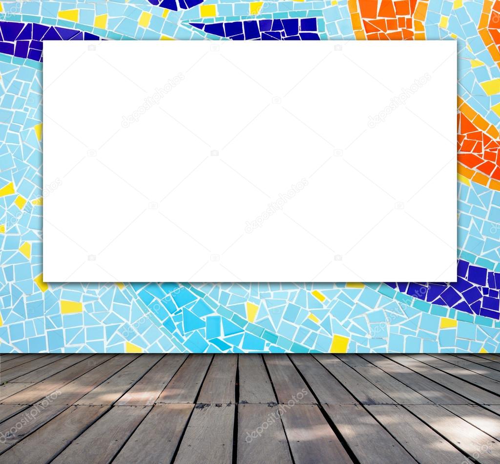 Blank frame on mosaic tile for information message