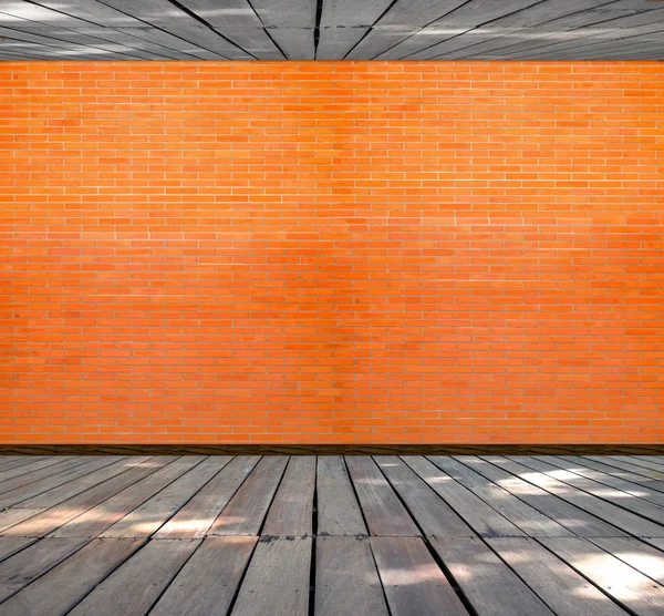 Parede de tijolo em madeira Quarto interior estilo moderno — Fotografia de Stock