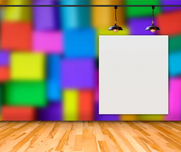 Marco en blanco en la pared de la caja colorida para el mensaje de información — Foto de Stock