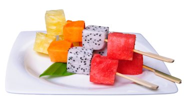 Meyve satırda On beyaz - stok görüntü