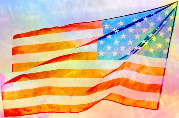 Resumen Bandera americana ondeando sobre asta de la bandera —  Fotos de Stock