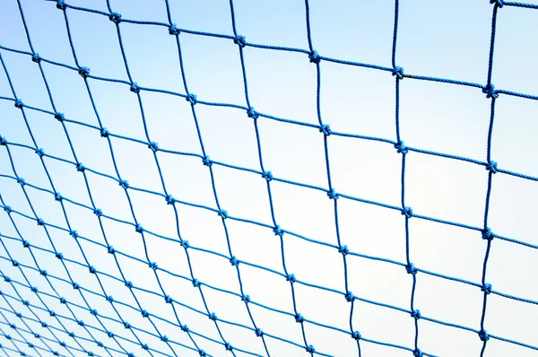 Blue net soccer goal. — Stock Photo, Image