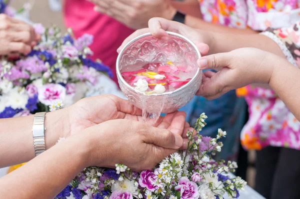 Songkran ceremonie, Thais Nieuwjaar Stockafbeelding
