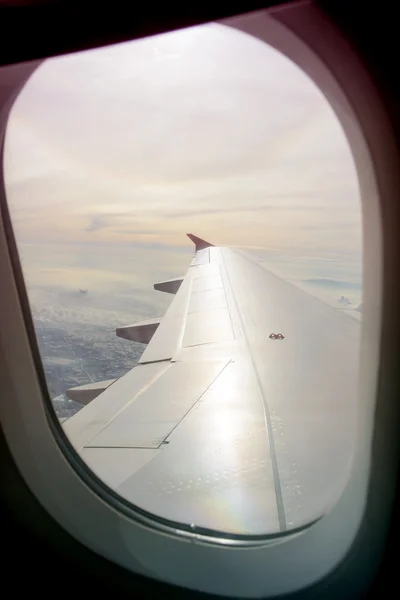 Clouds and sky from window plane — Stock Photo, Image