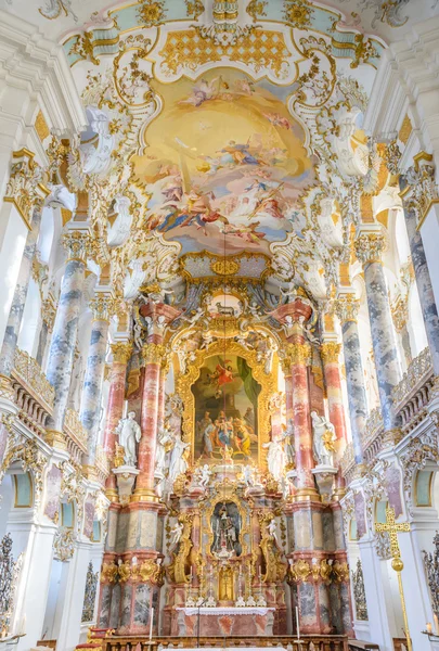 Kostel Wieskirche v Bavorsku, Německo, Evropa — Stock fotografie