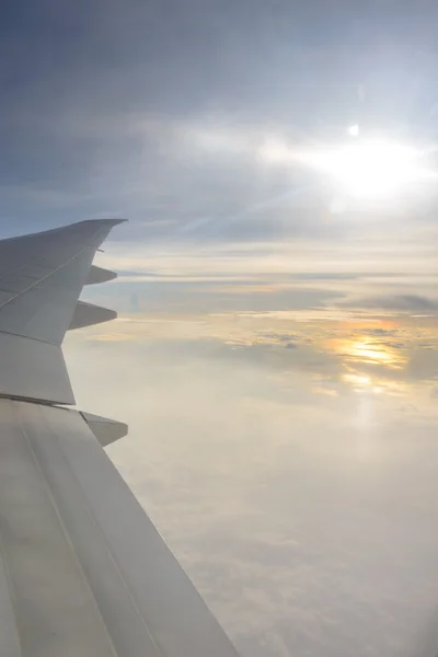 Clouds and sky from window plane — Stock Photo, Image