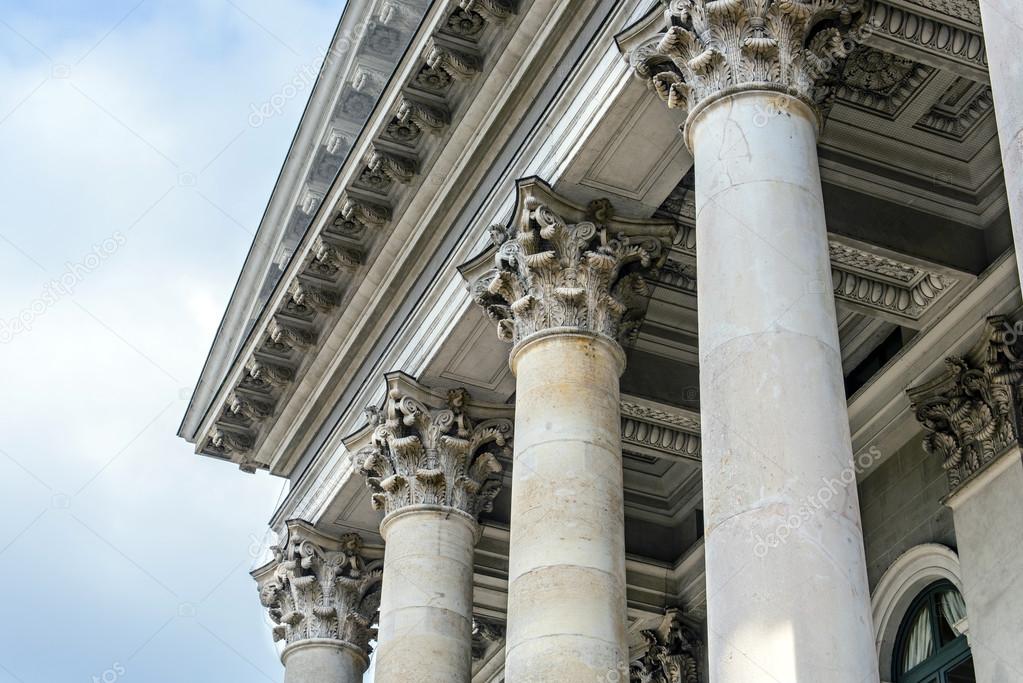 Columns in front of facade roof