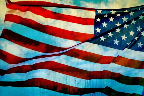 Анотація американський прапор махав на флагштока — стокове фото