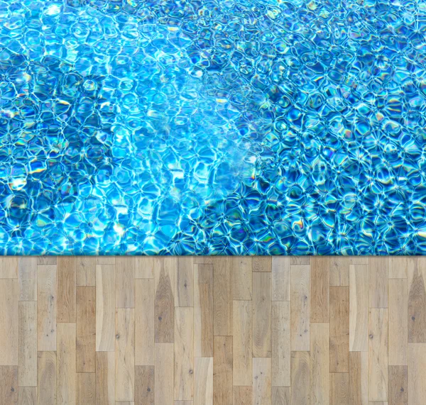 Wooden board on swimming pool — Stock Photo, Image