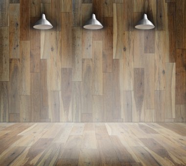 Ahşap platform ve ahşap Duvar lambası