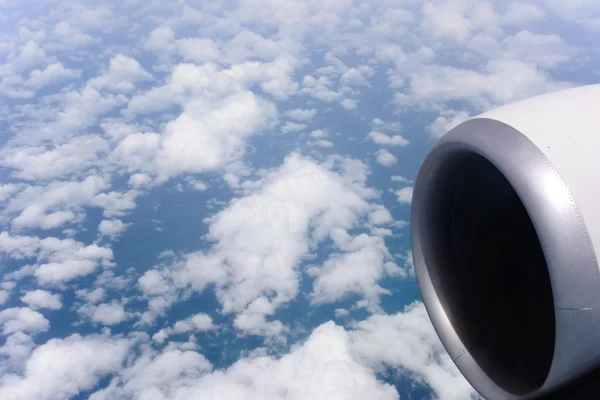 Clouds and sky from airplane window — Stock Photo, Image