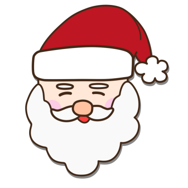 Kırmızı şapkalı ve beyaz sakallı şirin Noel Baba suratı. Noel kartları, şenlik dekorasyonları, klip setleri, çıkartmalar, dijital el sanatları ve tatil tasarım projeleri için