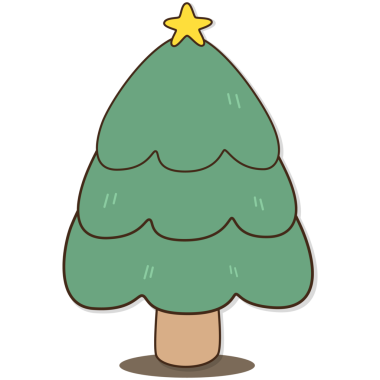 Üzerinde sarı bir yıldız olan şirin yeşil Noel ağacı. Kolaylık için şeffaf arkaplan, Noel kartları, çıkartmalar, dekorasyonlar, klip koleksiyonları ve festival projeleri