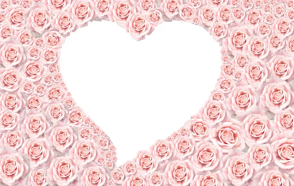 Rosa rosas fundo com espaço vazio forma do coração com recorte — Fotografia de Stock