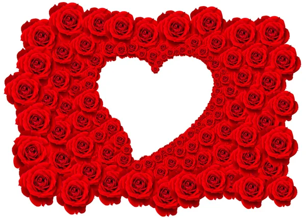 Red roses background with empty space heart shape with clipping — Φωτογραφία Αρχείου