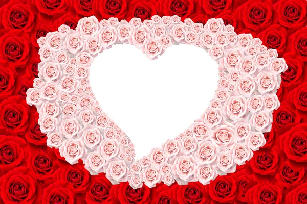 Tle róż z pustej przestrzeni kształt serca — Zdjęcie stockowe