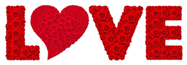 赤いバラの花聖霊降臨祭に愛が分離された word の設定 — ストック写真