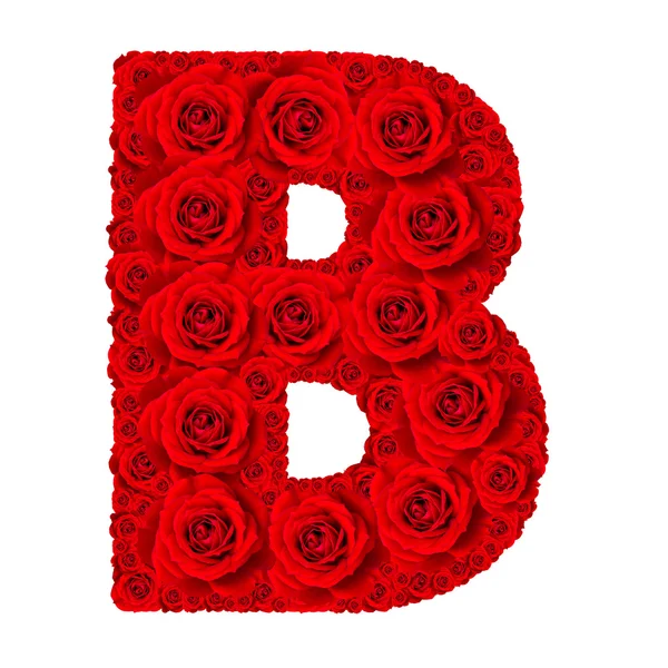 Rose alphabet set - Alphabet capital letter B made from red rose — Stock Photo, Image