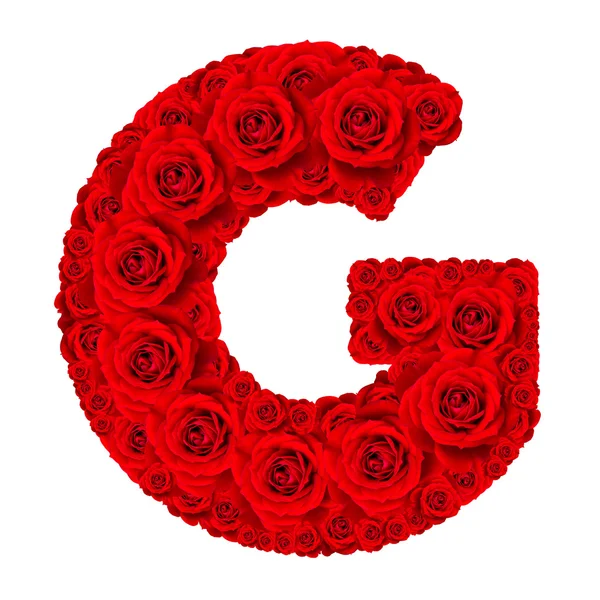 장미 알파벳 세트-알파벳 대문자 G 붉은 장미에서 만든 — 스톡 사진