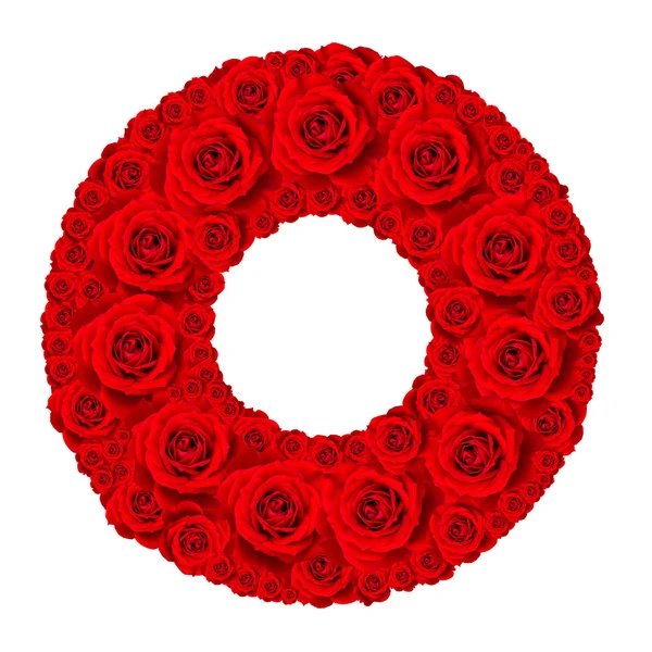 Rose alphabet set - Alphabet capital letter O made from red rose — Stock Photo, Image