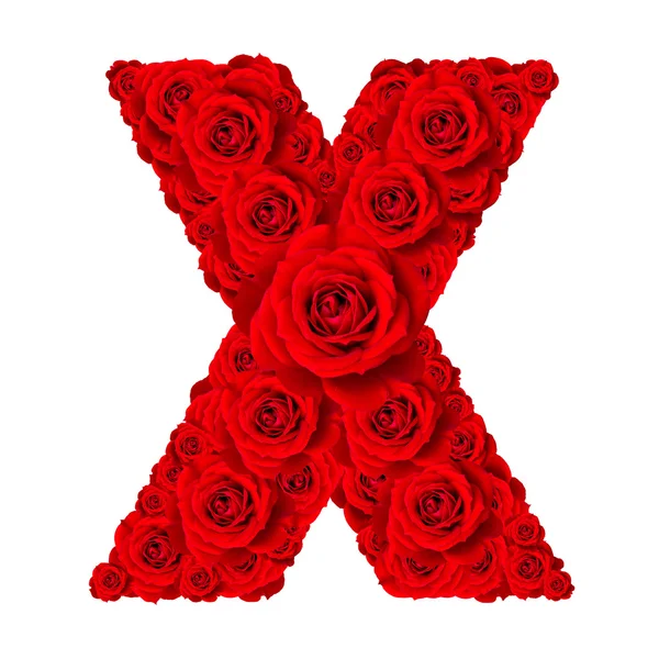 Rose alphabet set - Alphabet capital letter X made from red rose — Stock Photo, Image