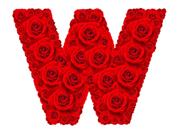 Rose alphabet set - Alphabet capital letter W made from red rose — Stock Photo, Image