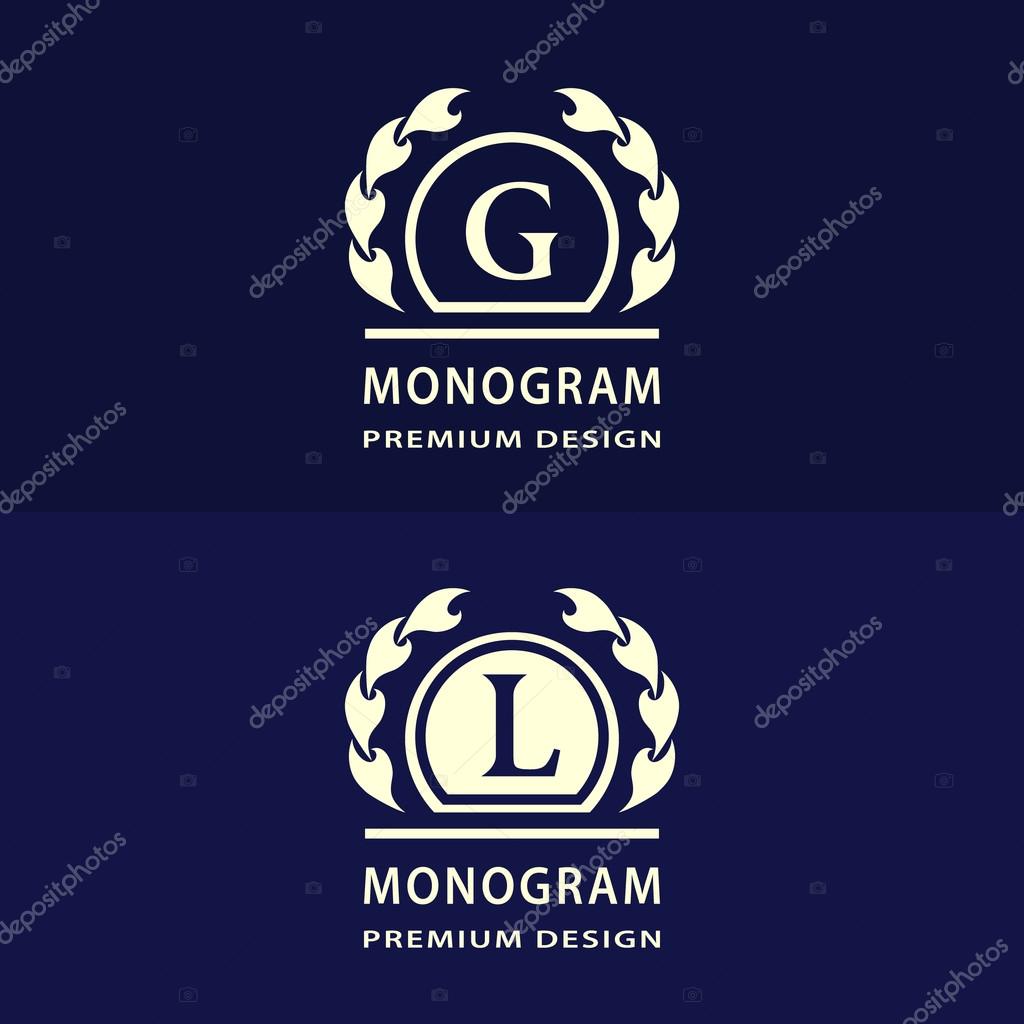 Vector illustration of Monogram design elements graceful template. Calligraphic elegant line art logo design. Letter emblem G, L for Royalty, business card, website, Boutique, Hotel, Restaurant, Jewelry