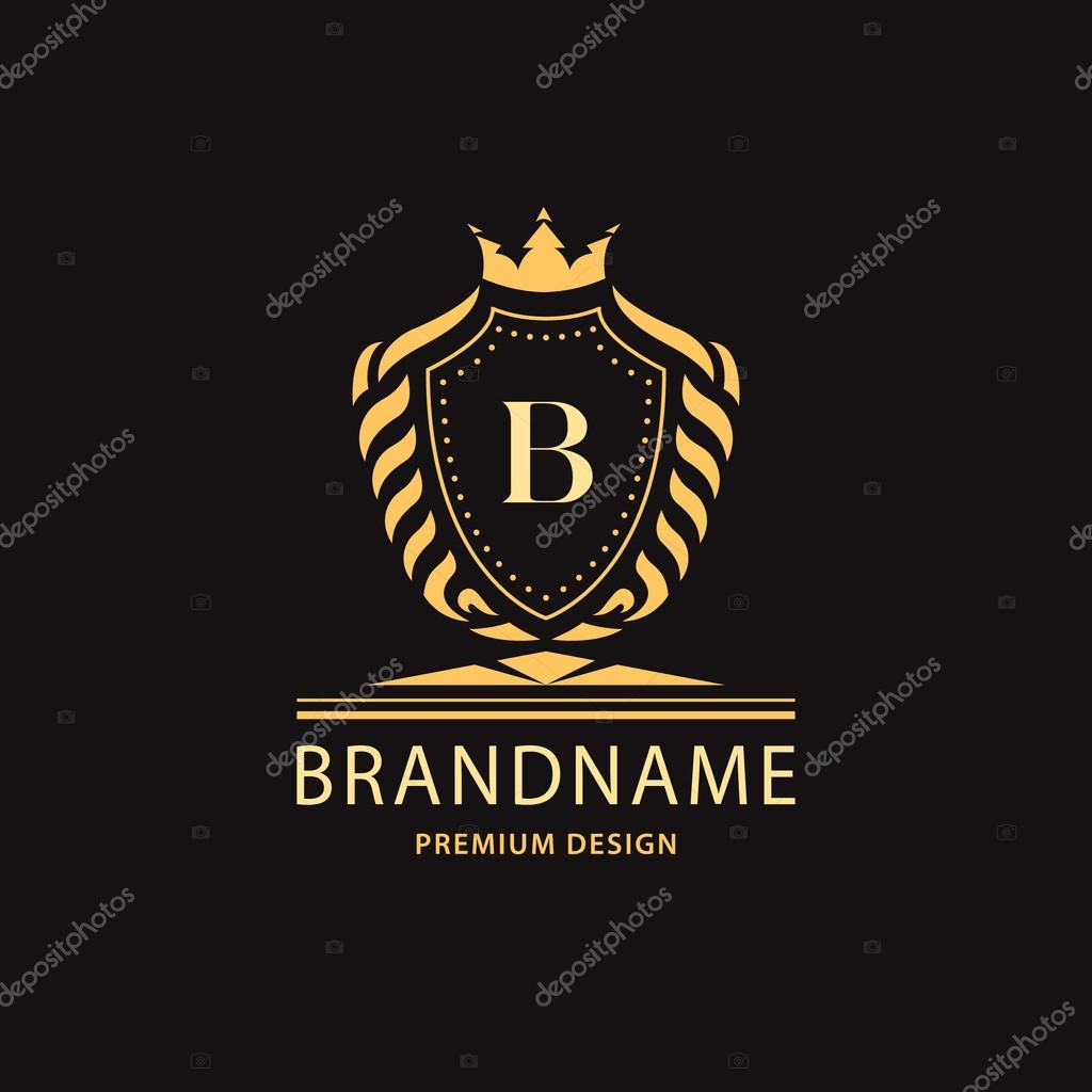 Vector illustration of Luxury Vintage logo. Business sign, label, Letter emblem B for badge, crest, Restaurant, Royalty, Boutique brand, Hotel, Heraldic, Jewelery, Fashion, Real estate, Resort, tattoo, Auctions