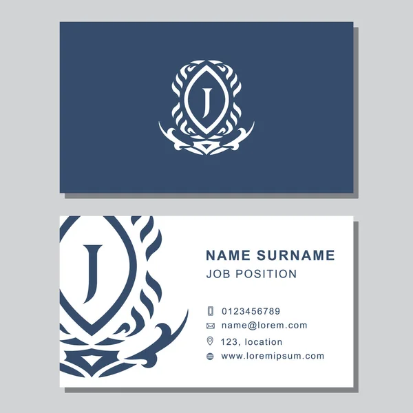 Business card template with abstract monogram design elements. Modern elegant emblem letter J. Creative modern graceful background. Vector illustration — Stock Vector