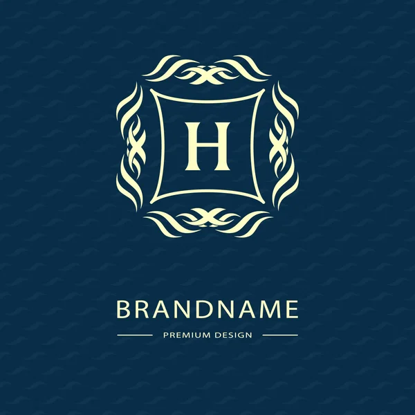 Monogram design elements, graceful template. Calligraphic Elegant line art logo design Letter emblem H identity for Restaurant, Royalty, Boutique, Cafe, Hotel, Heraldic, Jewelry, Fashion, Wine. Vector — Stock Vector