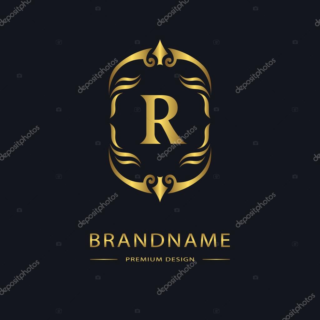 Luxury Vintage logo. Business sign, label, Letter emblem R for badge ...