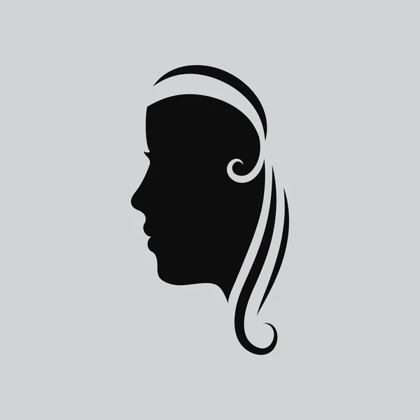 Kobieta twarz logo. Streszczenie logo. Profil piękna kobieta. Portret dziewczynki. Logo streszczenie szablon projektu piękności, masażu, kosmetyczne oraz spa, fryzjer, dzień kobiet międzynarodowych. Wektor — Wektor stockowy