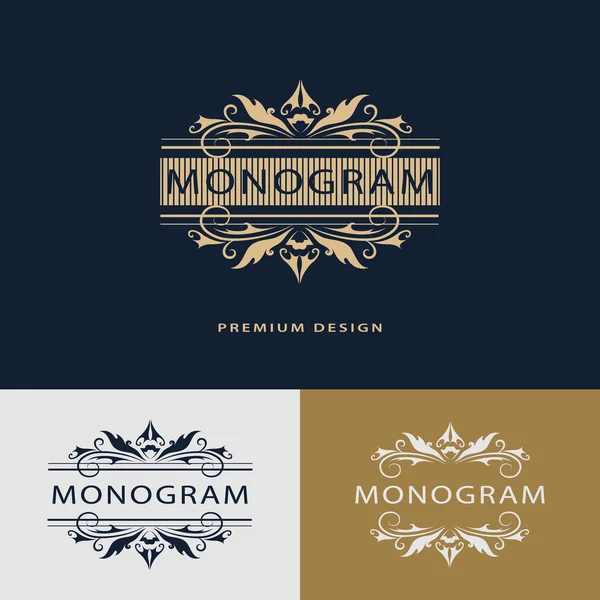 Luxury Logo template flourishes calligraphic elegant ornament lines. Letter emblem. Business sign, identity for Restaurant, Royalty, Boutique, Hotel, Heraldic, Jewelry, Fashion. Vector illustration — Stock Vector