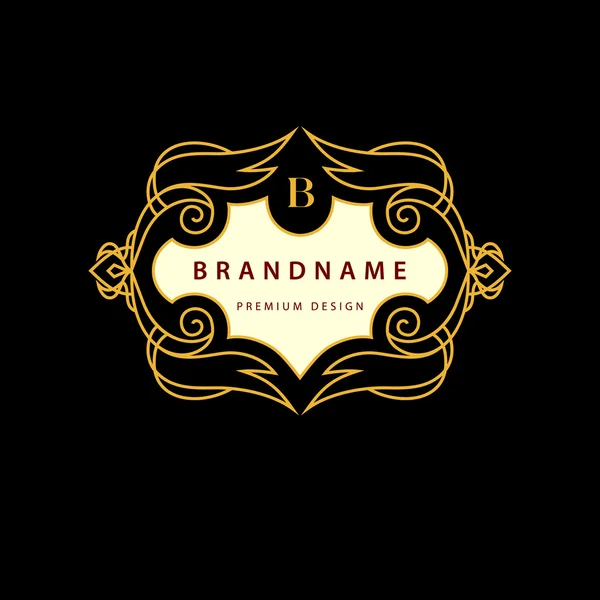 Eléments de conception monogramme, modèle gracieux. Design élégant de logo d'art de ligne. Signe d'entreprise, identité pour Restaurant, Redevance, Boutique, Café, Hôtel, Héraldique, Bijoux, Mode, Vin. Illustration vectorielle — Image vectorielle