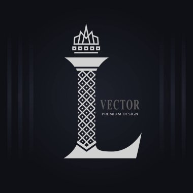 Zarif Büyük harf L. Zarif Kraliyet Stili. Yaratıcı Kaligrafik Güzel Logo. Kitap Tasarımı, Marka Adı, İş Kartı, Restoran, Butik, Otel için Klasik Tasarım Amblemi. Vektör illüstrasyonu