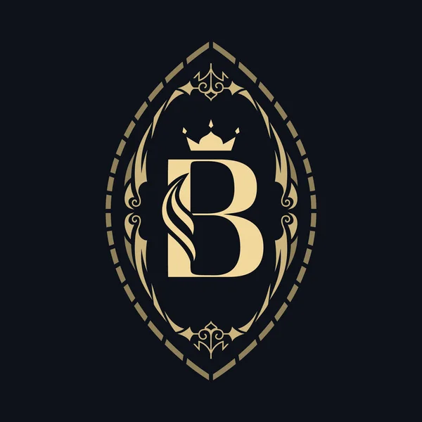 대문자 빈티지 엠블렘이군 크리에이티브 Drawn Luxury Monogram Book Design Brand — 스톡 벡터