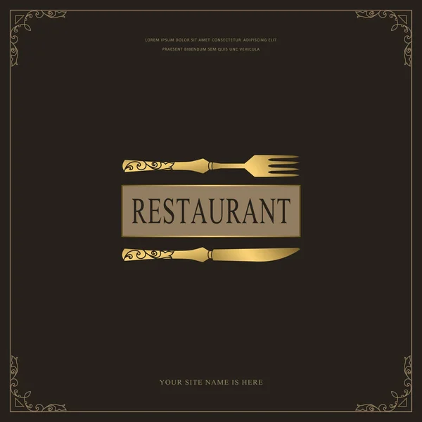 Πολυτελές Εστιατόριο Πρότυπο Λογότυπο Μενού Χρυσά Μαχαιροπίρουνα Κομψό Πιρούνι Και — Διανυσματικό Αρχείο