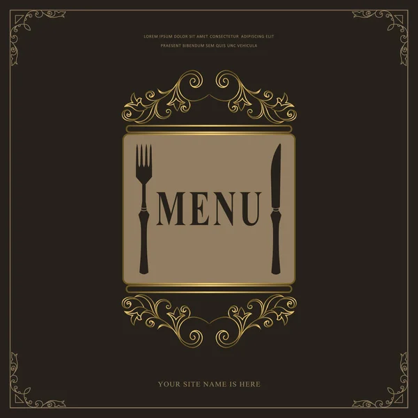 Luxus Restaurant Menü Logo Vorlage Silhouette Des Bestecks Elegante Gezogene — Stockvektor