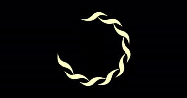 Logo tasarımının animasyonu. Lüks monogram. Yuvarlak amblem dönüyor. Büyük harf R. Düşen taç. Kurdele çizilmiş. Hareket halindeki sanat şablonu.
