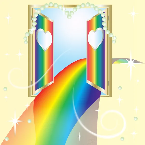 Rainbow road of love, une porte ouverte — Image vectorielle