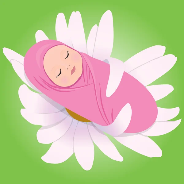 Daisy içinde uyuyan bebek — Stok Vektör