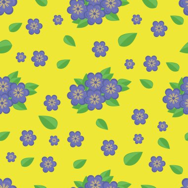 Dikişsiz desen, mavi çiçekler
