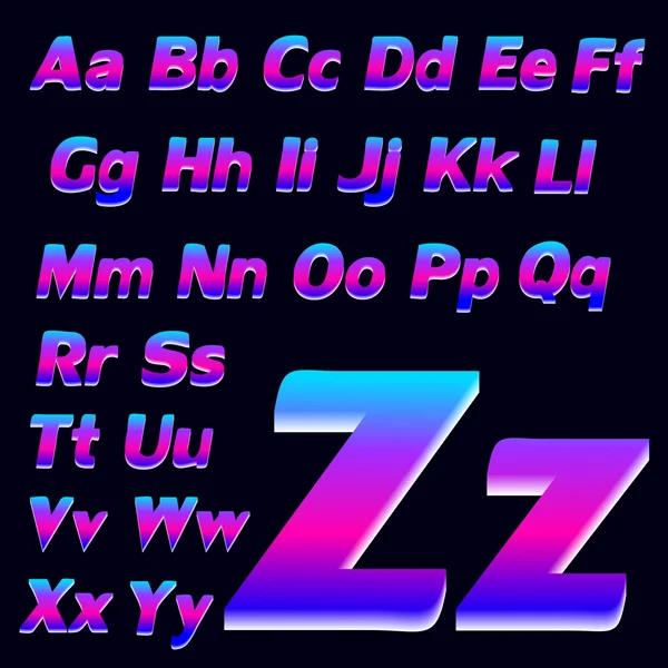 Неоновий світловий алфавіт. Векторні ілюстрації — стоковий вектор
