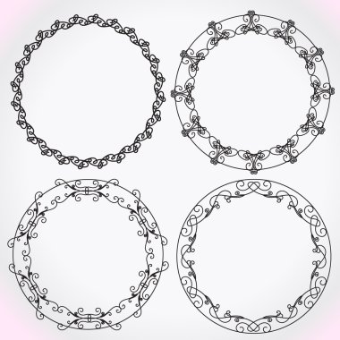 Vintage dekor - tasarım öğeleri, ince çizgi - vektör kümesi. Vektör çizim