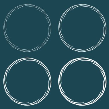 Set yuvarlak çerçeve. İnce ve geniş hattı. Vektör çizim