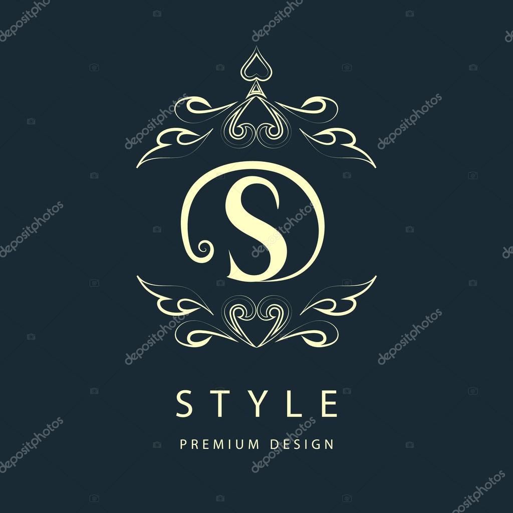 Vector illustration of Simple and graceful floral monogram design template. Elegant line art logo design. Letter S